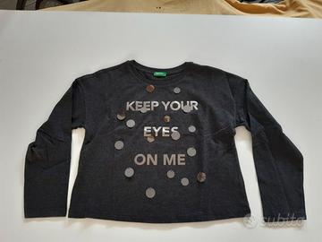 t-shirt manica lunga Benetton grigia scura 7-8 ann