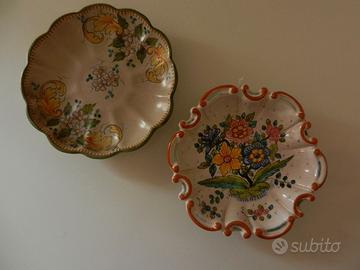 Set 2 Piattini decorativi ceramica Deruta dipinti
