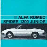 LIBRETTO USO E MANUTENZIONE ALFA SPIDER 1.3 JUNIOR