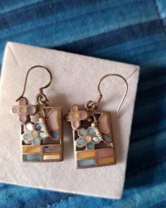 orecchini argento smaltato