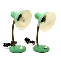 Coppia Lampade Vintage Abat-jour In Metallo