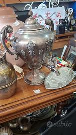 Samovar per bevande Vintage argentato co rubinetto