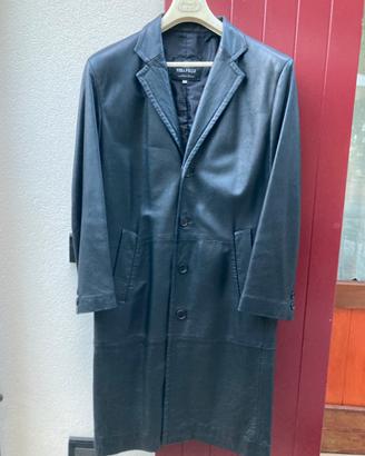 Giacca in pelle cappotto lungo uomo tg 46
