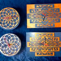 orologio in legno,altorilievo, incisione a laser