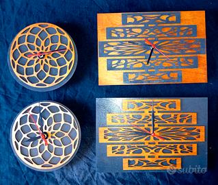 orologio in legno,altorilievo, incisione a laser