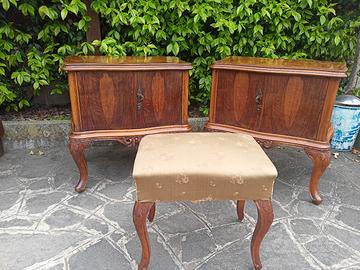 Set comodini con sgabello metà 1900