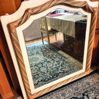 specchio con cornice in midollino multicolore 