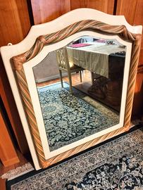 specchio con cornice in midollino multicolore 