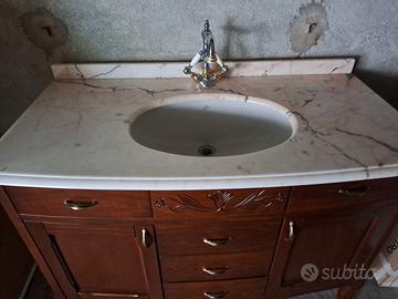 Set x Bagno Noce Marmo Rosa Lavandino Specchio
