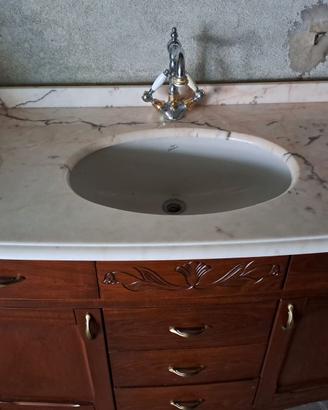 Set x Bagno Noce Marmo Rosa Lavandino Specchio