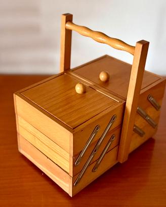 Scatola Portalavoro legno vintage '70/80 da cucito