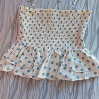 Top bianco a pois blu