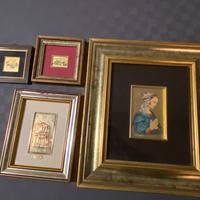 Lotto Quadri argento 925 e foglia oro 22-23kt