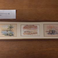 Trittico acquerelli africani firmati