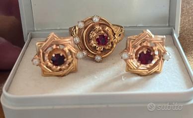 Set orecchini+anello in oro 500/1000 12kt