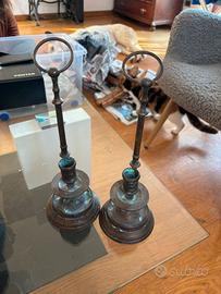 Coppia portacandele antichi in bronzo/ottone