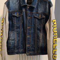 Giubbetto jeans con maniche in maglina