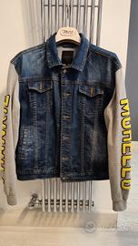 Giubbetto jeans con maniche in maglina