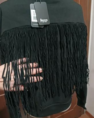  Felpa nera con frange Boxeur Des Rues. Nuova.