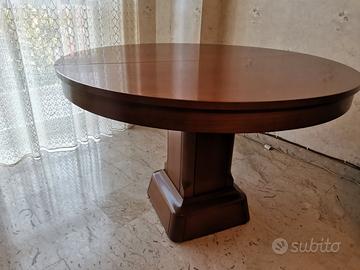 Tavolo in legno rotondo allungabile Anni '70