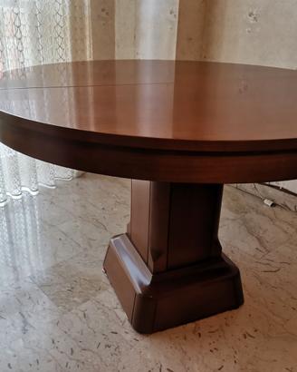 Tavolo in legno rotondo allungabile Anni '70