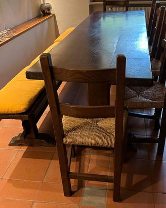 tavolo fratino con sei sedie ed una panca