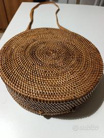 Borsa rotonda in rattan stile Bali boho estiva