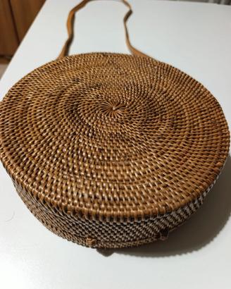 Borsa rotonda in rattan stile Bali boho estiva