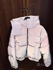 Piumino reflecting argento