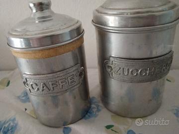 Set 2 Barattoli Vintage Alluminio Caffè Zucchero 
