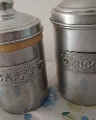 Set 2 Barattoli Vintage Alluminio Caffè Zucchero 