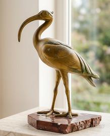 Scultura ibis vintage bronzo/metallo