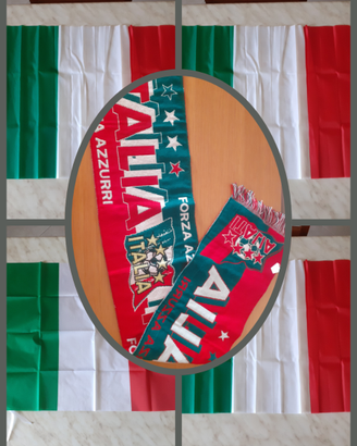 4 Bandiere italiane Sciarpa + tricolore Azzurri