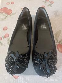 scarpe camoscio HL con fiocco gioiello 