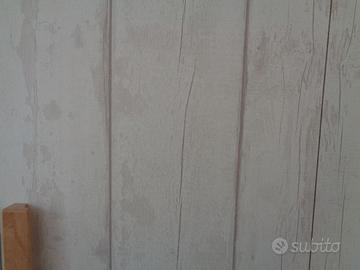 Carta da parati effetto legno, bianco, grigio