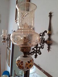 Applique vintage bronzo, vetro e ceramica anni '50