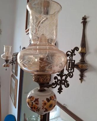 Applique vintage bronzo, vetro e ceramica anni '50