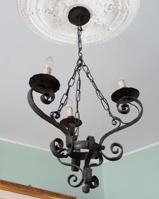 Lampadario marsura ferro battuto