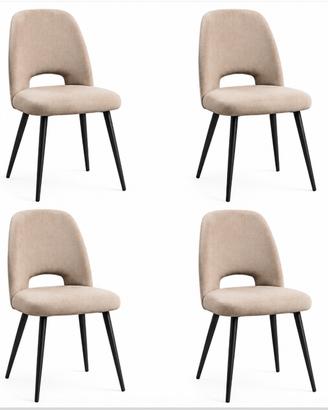 Set 4 Sedie Imbottite Moderne in Tessuto Beige