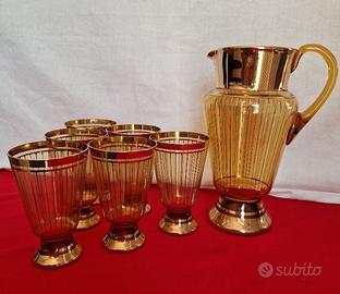 set bicchieri cristallo + caraffa vintage
