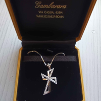 COLLANA ORO BIANCO 18KT 750 DA DONNA CROCE CON ZIR