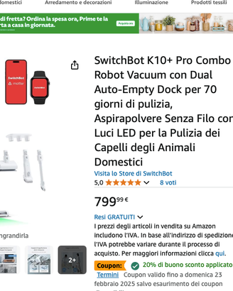 nuovo SwitchBot K10+ Pro Combo Robot + scopa elet