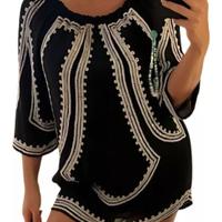 Maglia bohemien vestito Zara copri costume nero S