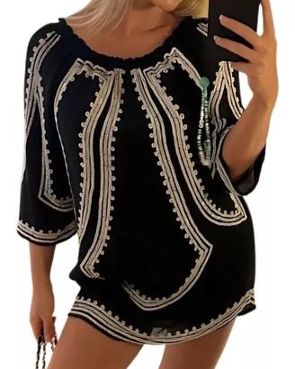 Maglia Zara vestito bohemien copri costume nero S