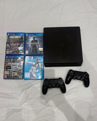 Sony playstation 4 slim 1tb, 2 controller + giochi