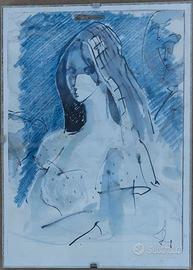 Opera d'arte disegno acquarellato "Donne"