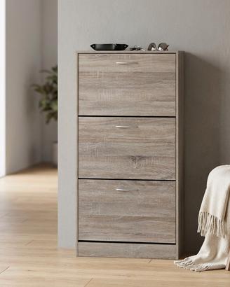 Scarpiera Legno 3 Ante 60x24x115cm Marrone Moderna