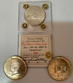  3 Monete d’Argento: 500 Lire 1965+2 kennedy 1965