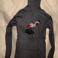 Maglia cashmere, lana a collo alto con fenicottero