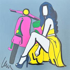 Marco Lodola pinup in Vespa Special